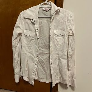 White Pearl Snap Button Down